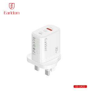 PD 30W Fast Charger| Dual USB-C + USB-A UK Plug Wall Charger